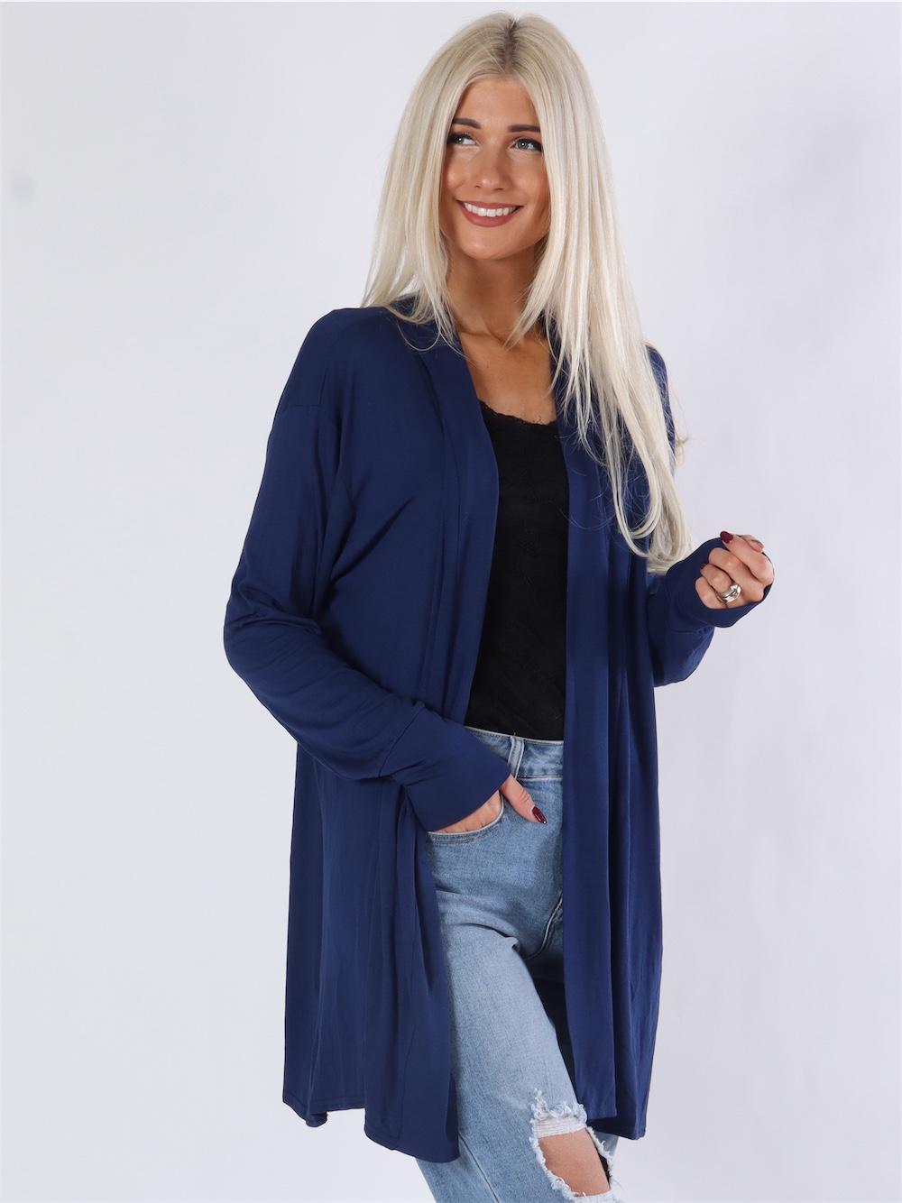Kamila midi - Armygrøn jersey cardigan med lange ærmer